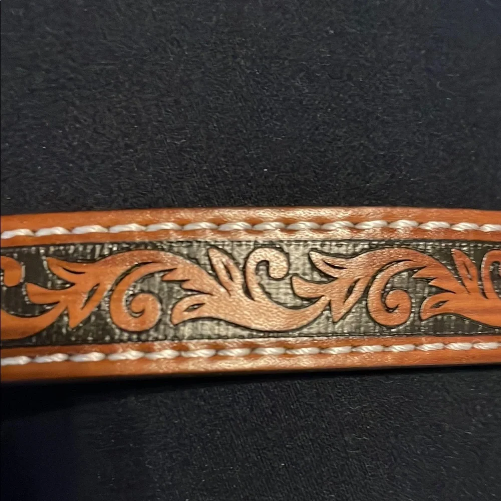 Child Western Leather Belt with Silver Buckle.